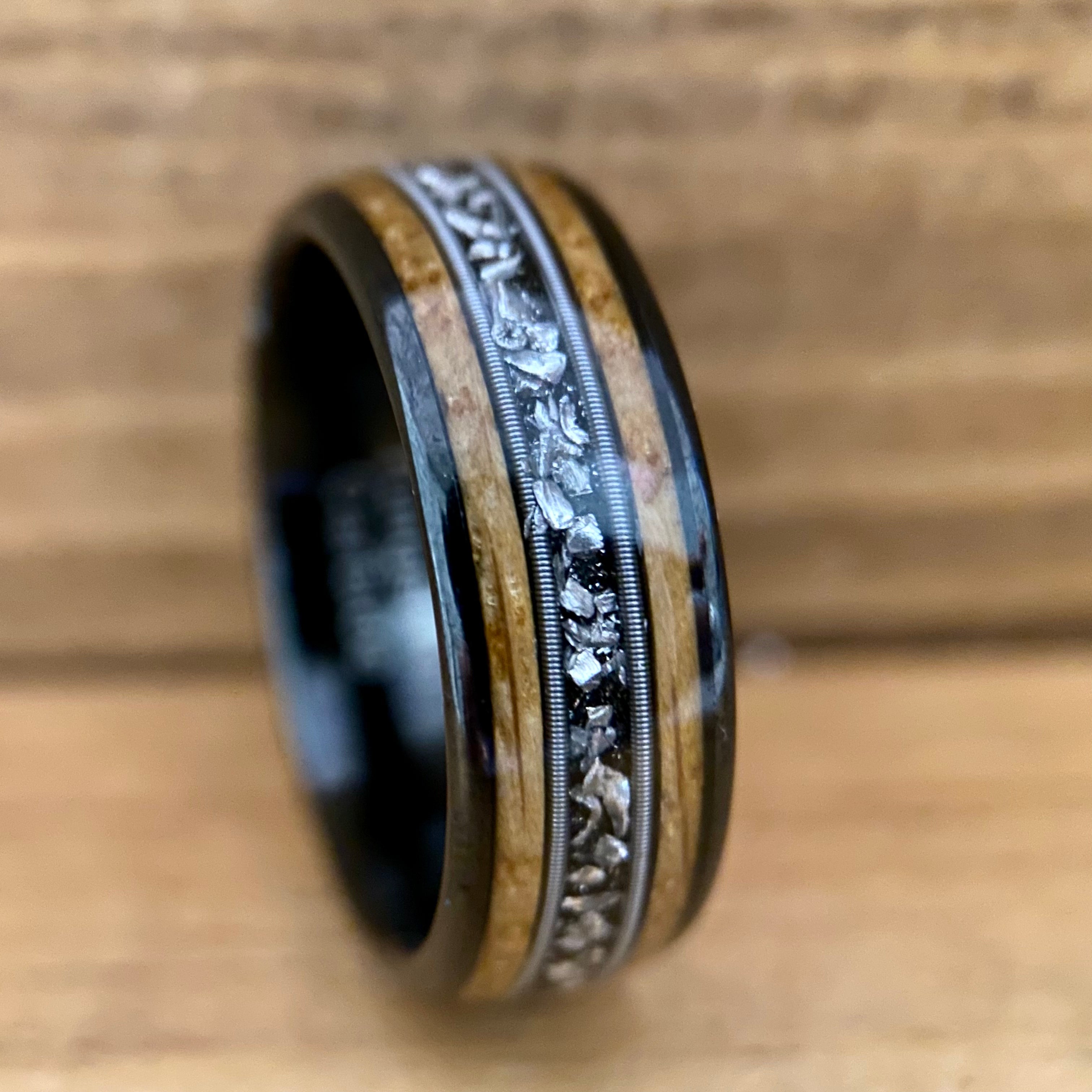 Guitar String Wedding Band in Gibeon Meteorite